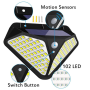 Lampa solara de perete 102 LED cu senzor de miscare – 12-30