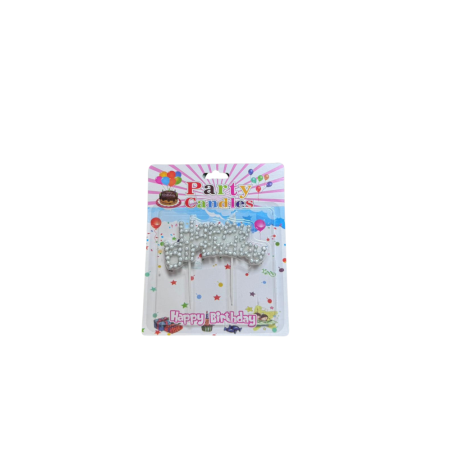 Lumanare Tort Happy Birthday 4-14 - Argintiu