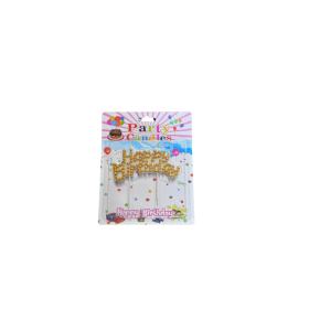Lumanare Tort Happy Birthday 4-14 - Auriu