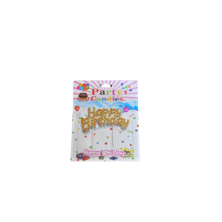 Lumanare Tort Happy Birthday 4-14 - Auriu